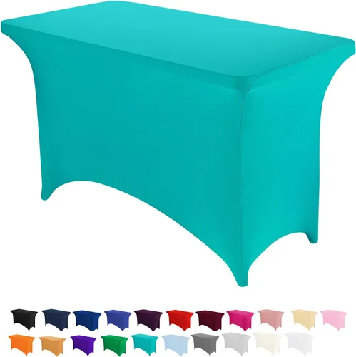 Vista 55 de Peomeise - Funda de mesa de elastano de 4 pies, mantel rectangular elástico de elastano (verde manzana, 4 pies)