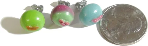 Vista 2 de Conophytum Pageae - Lips Plant - Succulent Earrings - Purple & Mint - Tiny Food Jewelry