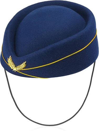Vista 2 de Yewong 4 Pieces Stewardess Hat Woolen Flight Attendant Air Hostess Hat for Halloween Cosplay Costume Accessories