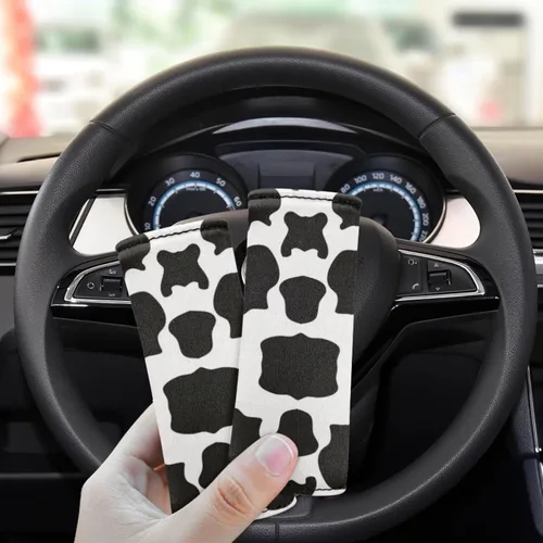 Vista 3 de Belidome Juego de 2 fundas para manija de equipaje con estampado de vaca para identificación de maleta, equipaje para el techo del automóvil