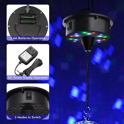 Vista 2 de ZeHuoGe 6 RPM rotación espejo bola motor eléctrico con 4 colores para 6 "8" 12" disco espejo bola 2 modo DJs bandas pubs bodas banquetes noche clubes