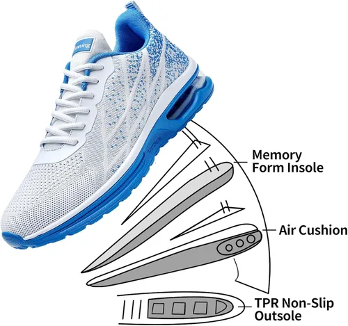 Vista 3 de Autper - Tenis deportivos Air para correr para hombre, tenis ligeros para caminar, trotar, ir al gimnasio o hacer deportes, talla 6.5 a 12.5