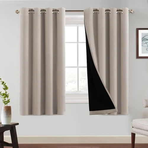 Vista 26 de PrinceDeco Cortinas 100% opacas de 54 pulgadas de largo, completamente opacas, tratamiento de ventanas, cortinas forradas con aislamiento térmico