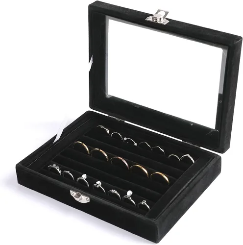 Vista 19 de Frebeauty Bandeja organizadora de anillos de terciopelo pequeña Beige