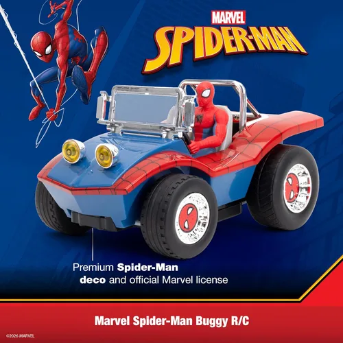 Vista 8 de Jada Spider-Man Buggy RC con figura de Spider-Man no extraíble – 7 pulgadas, botón turbo, control remoto de función completa, a partir de 6 años