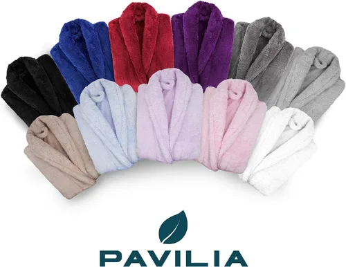 Vista 6 de PAVILIA Bata suave de felpa con capucha para mujer Bata de baño mullida y cálida de forro polar Sherpa 260 GSM Cozy Sherpa Fleece, Super Soft On