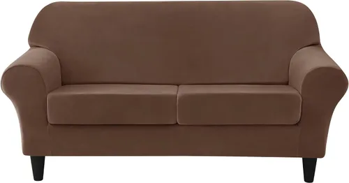 Vista 35 de CONRUSER Funda elástica para sofá, funda de terciopelo suave para sofá de un solo asiento con funda de cojín, protector de muebles (beige, talla S)