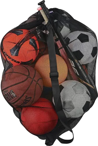 Vista 4 de Bolsa de malla con cordón de alta calidad: organiza, almacena y transporta tu equipo deportivo de baloncesto, voleibol, béisbol, natación