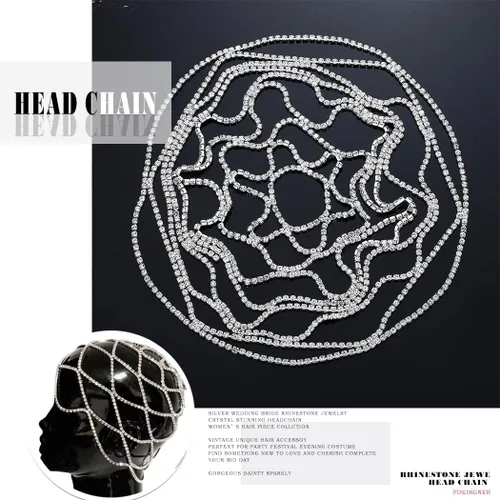 Vista 6 de Cadena de cabeza de diamantes de imitación de los años 20, accesorios para el cabello para mujer