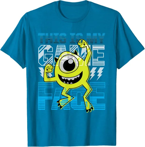 Vista 9 de Disney Pixar Monsters Inc. Mike Wazowski Game Face Camiseta Negro