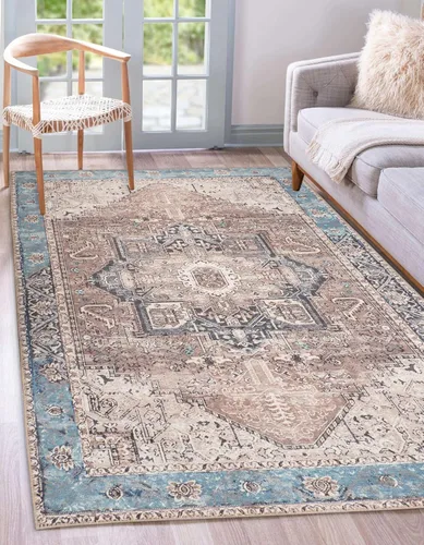 Vista 223 de GLN Rugs Traditional Collection - Alfombra de felpilla lavable a máquina, tradicional lavable, antideslizante, alfombra de felpilla de pelo corto