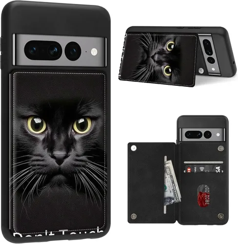 Vista 31 de Funda para Google Pixel 7 Pro con ranura para tarjetero, funda de piel sintética, doble cierre magnético y cubierta duradera de TPU a prueba