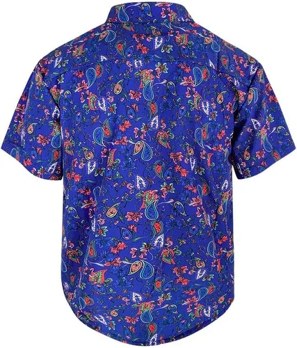Vista 2 de Camisa hawaiana para hombre, manga corta, estampado floral, casual, con botones, verano, playa, Aloha vestido para hombre