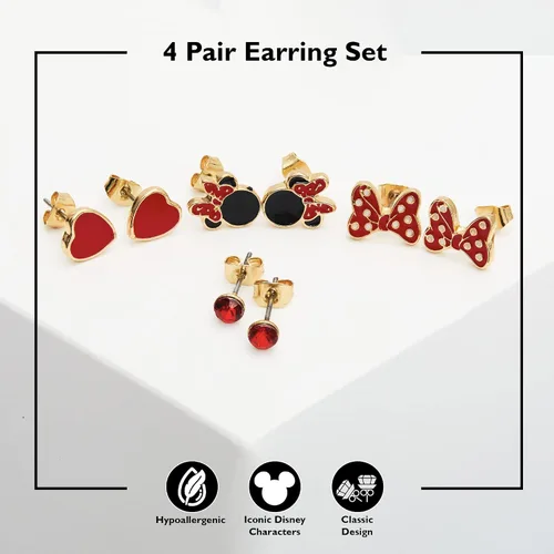 Vista 3 de Disney Mickey and Minnie Mouse Fashion Stud Earring Set - 345 Pairs Per Set
