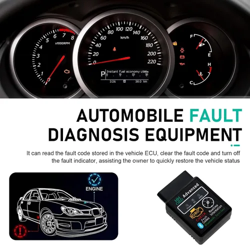 Vista 7 de Herramienta de diagnóstico OBD2 Bluetooth para automóvil, lector de código en tiempo real Plug and Play, restablecimiento y borrado del escáner