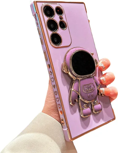 Vista 71 de phylla para Samsung Galaxy A12 Funda de Teléfono con Soporte Oculto de Astronauta Chapado en Oro de Lujo Lindo Astronauta Lateral Lindo