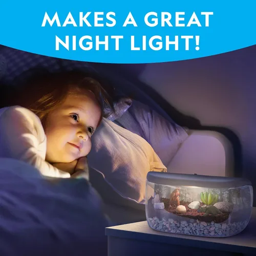 Vista 4 de National Geographic - Kit de terrario iluminado para niños, construye un hábitat de dinosaurios con plantas reales y piedras preciosas, kit
