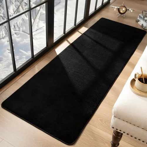 Vista 5 de Przemy Alfombras negras lavables para dormitorio, sala de estar, alfombra de pasillo de 2 x 6 pies, alfombra de interior de espuma viscoelástica