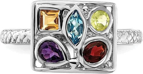 Vista 4 de ICE CARATS 925 Sterling Silver Gemstone Stackable Ring Stone Birthstone January Garnet February Amethyst August Peridot November Citrine December