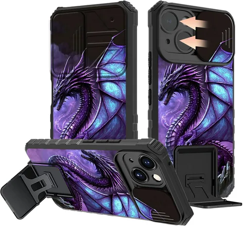 Vista 44 de Rossy Funda para iPhone 14 2022, para iPhone 14 con funda deslizante para cámara deslizante, soporte integrado, doble capa híbrida, a prueba de 1-37