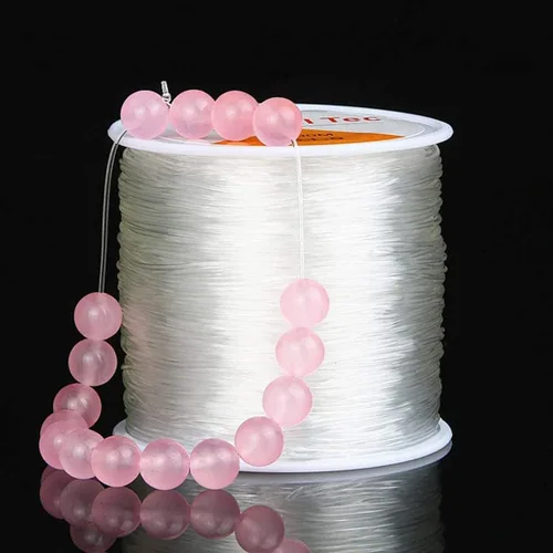 Vista 3 de Hilo elástico de 0.024 in para pulseras, 3 rollos de cordón elástico, cuerda elástica de cuentas de cristal para pulseras, cuentas y fabricación
