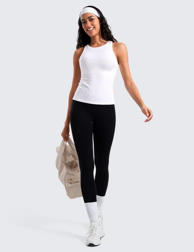Vista 5 de CRZ YOGA Butterluxe - Camiseta sin mangas de entrenamiento para mujer, con espalda cruzada, acolchada, cuello alto, para yoga, atlética con brasier