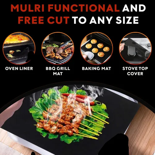 Vista 2 de Grill Magic - Juego de 3 forros antiadherentes para horno eléctrico para la parte inferior del horno eléctrico, alfombrilla gruesa de fibra