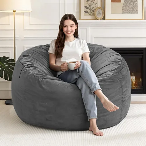 Vista 15 de Silla Puf de 2 Pies con Funda de Terciopelo Ultra Suave Sofá Puf con Espuma con Memoria Sillas Puf de Tamaño Grande Sofá Perezoso para Dormitorio
