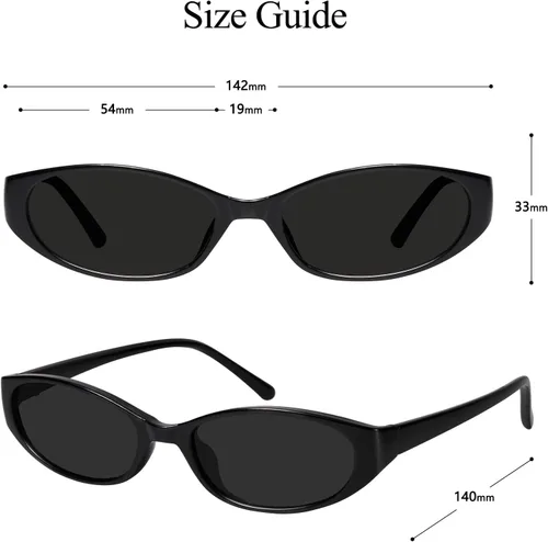 Vista 6 de mosanana Gafas de sol retro ovaladas ojo de gato para mujer Y2k 90s moderno estrecho pequeño MS52585