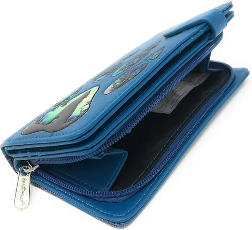 Vista 3 de Shag Wear Wolf Paw - Cartera grande con estampado de animales para mujeres y adolescentes, piel sintética vegana de 7 pulgadas, color azul, Azul