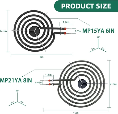 Vista 3 de Bandejas de goteo para quemadores plateados W10196405(8”) W10196406(6”) Quemadores eléctricos para estufa MP15YA(6") MP21YA(8")330031 Receptáculo