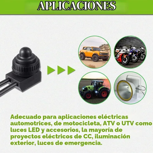 Vista 6 de KP-107 Interruptor de botón impermeable 12 V Interruptor SPST de encendido/apagado con líneas de 4.5 pulgadas para motocicleta/automóvil
