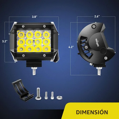Vista 2 de Nilight luz antiniebla. Barra de luces ledes para manejo todoterreno