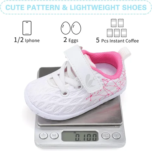Vista 5 de FEETCITY Zapatillas de bebé para niños y niñas, zapatos de primera caminata, zapatos de cuna para recién nacidos, zapatos de meter