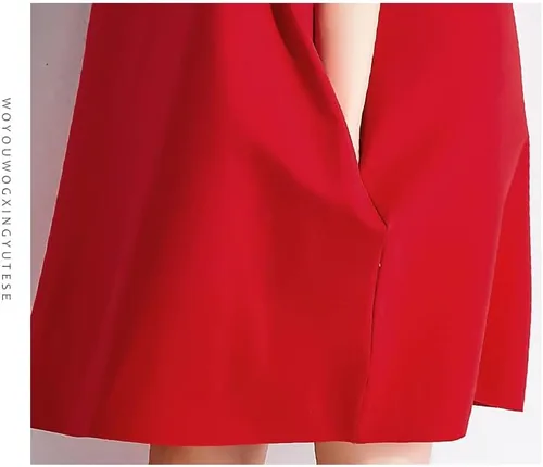 Vista 5 de Vestido midi casual de gran tamaño con cuello alto y bolsillo para mujer