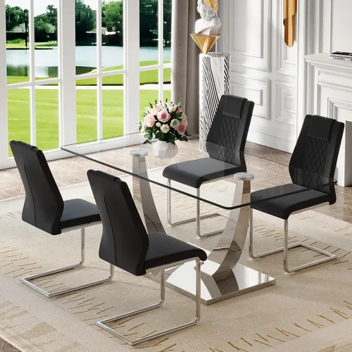 Vista 60 de Mesa de comedor moderna para mesa de comedor de mármol sintético de 4/6, 63 pulgadas, mesa de cocina rectangular, mesa de cocina y comedor de fácil