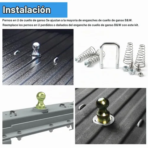Vista 2 de 1900-2-1600 Kit de pernos en U de cadena de seguridad de repuesto para enganches de cuello de cisne B&W