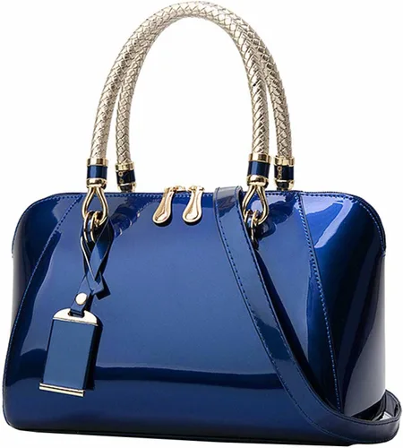 Vista 3 de Bolso bandolera con asa superior para mujer, con diseño de paten brillante Vino