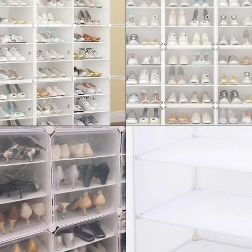 Vista 3 de Paquete de 36 organizadores de torre de zapatos, estante apilable para zapatos, torre de zapatos apilable para entrada, estante portátil