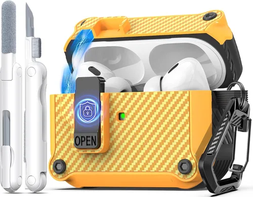 Vista 142 de R-fun Funda de carga compatible con AirPods de 2ª generación 2019, 1ª generación 2016, protección completa contra caídas, tapa desplegable