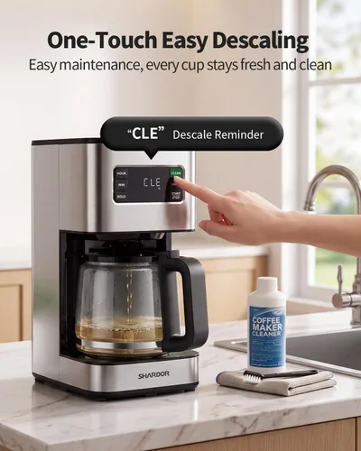 Vista 6 de SHARDOR Cafetera programable de 10 tazas, regular y audaz, pantalla LED