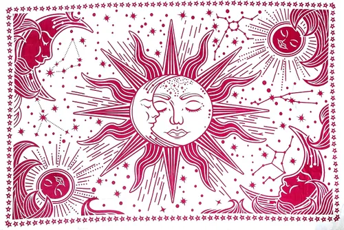 Vista 11 de ICC - Tapiz de sol y luna, tapiz de sol blanco y negro, sábana para colgar en la pared, decoración de habitación, tapices estéticos de arte místico