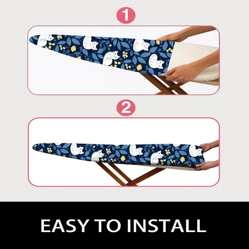 Vista 7 de Funda para tabla de planchar de 15 x 54 pulgadas, resistente al calor, borde elástico resistente, superficie antideslizante, múltiples patrones