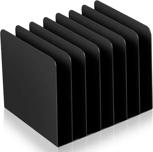 Vista 13 de Suzile Organizador de archivos de escritorio de metal, 10 compartimentos, clasificador de archivos vertical, negro, 10.63 pulgadas de largo x 5.79