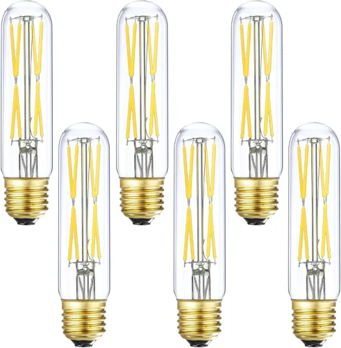 Vista 14 de XININSUN Bombillas LED esmeriladas T10, color blanco cálido 2700 K, bombillas LED Edison tubulares regulables de 6 W, equivalente a 60 vatios, 600