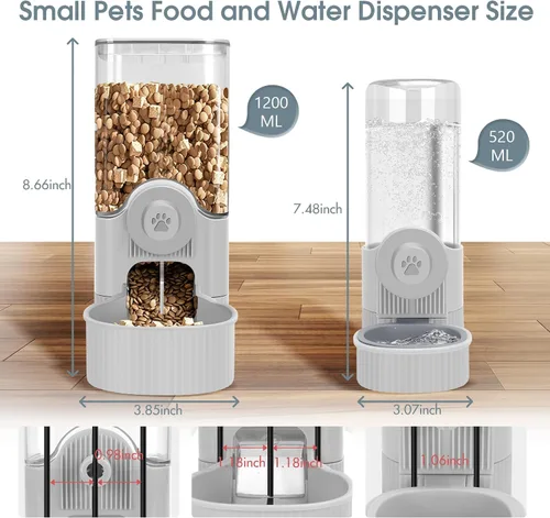 Vista 2 de Yummy Sam Jaula colgante dispensador automático de botellas de agua para mascotas pequeñas, alimentador automático desmontable de gravedad de 1.2 L