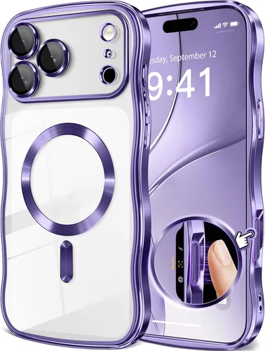 Vista 42 de GVIEWIN Funda para iPhone 16 Pro Compatible con MagSafe, Mejorada [Protección Completa de la Cámara][Marco de Ondas Lindo][Protección de Grado