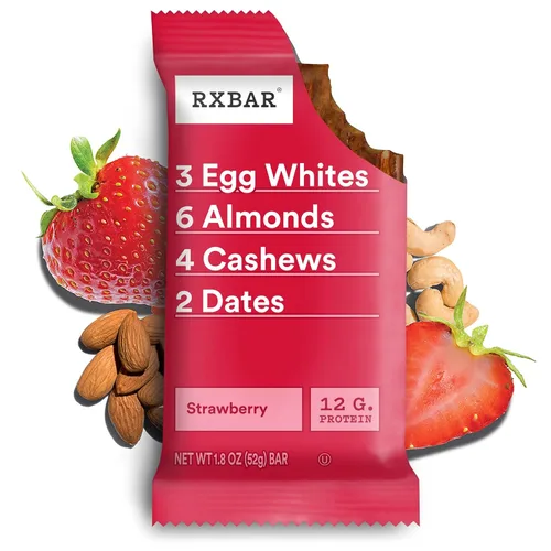 Vista 8 de Barras de proteína RXBAR, 12g de proteína, aperitivos sin gluten, fresa, caja de 22oz (12 barras)