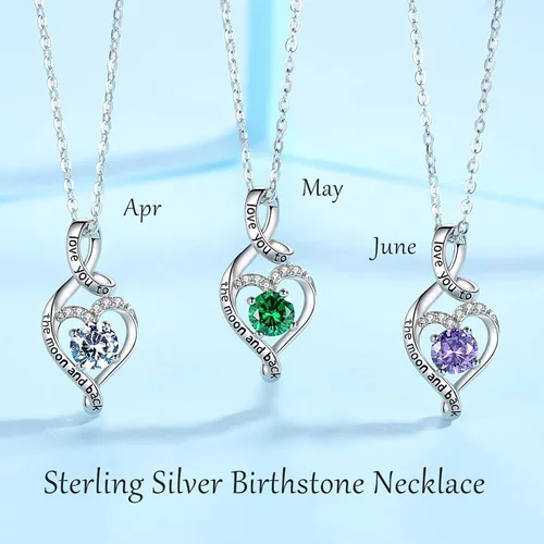 Vista 8 de CELESTIA Collares de plata de ley 925 con piedra natal para mujer, cadena de 18 pulgadas