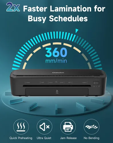 Vista 5 de Máquina Laminadora OidoZac, Tecnología Antiatasco de 11 en 1 con 36 Hojas Laminadoras, Laminadora Térmica de 9 Pulgadas A4, Máquina Laminadora A4